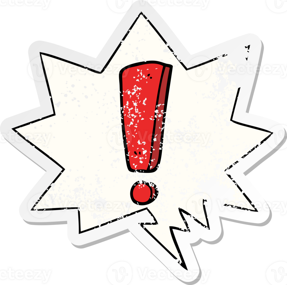 cartoon exclamation mark with speech bubble distressed distressed old sticker png