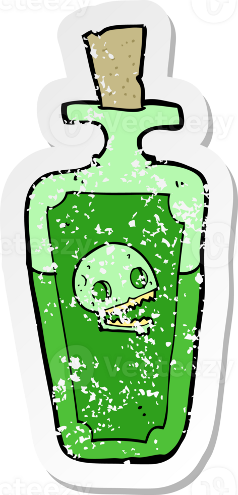 retro distressed sticker of a cartoon poison png