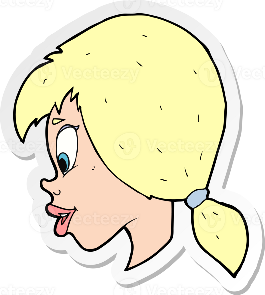 sticker of a cartoon pretty female face png