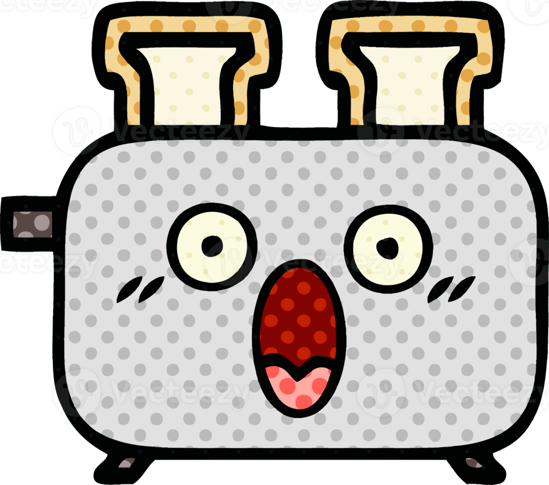 comic book style cartoon of a of a toaster png