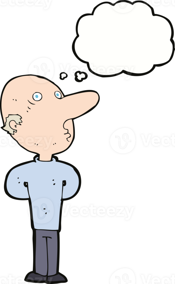 cartoon balding man with thought bubble png