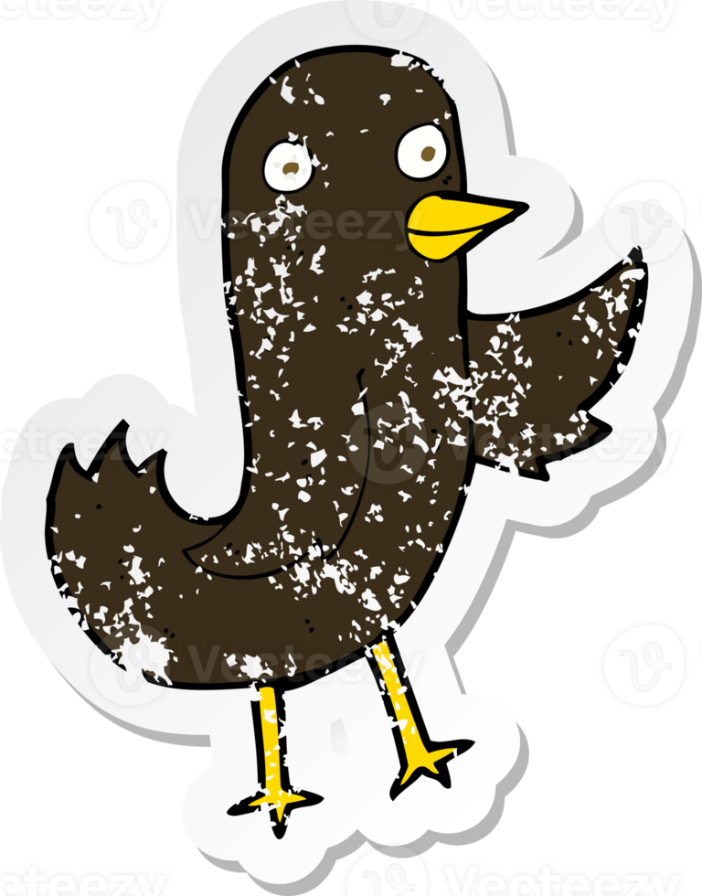retro distressed sticker of a funny cartoon bird png