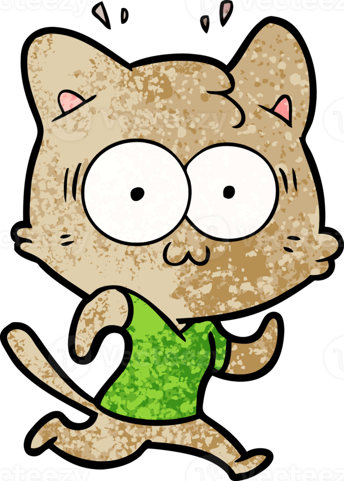 cartoon surprised cat running png
