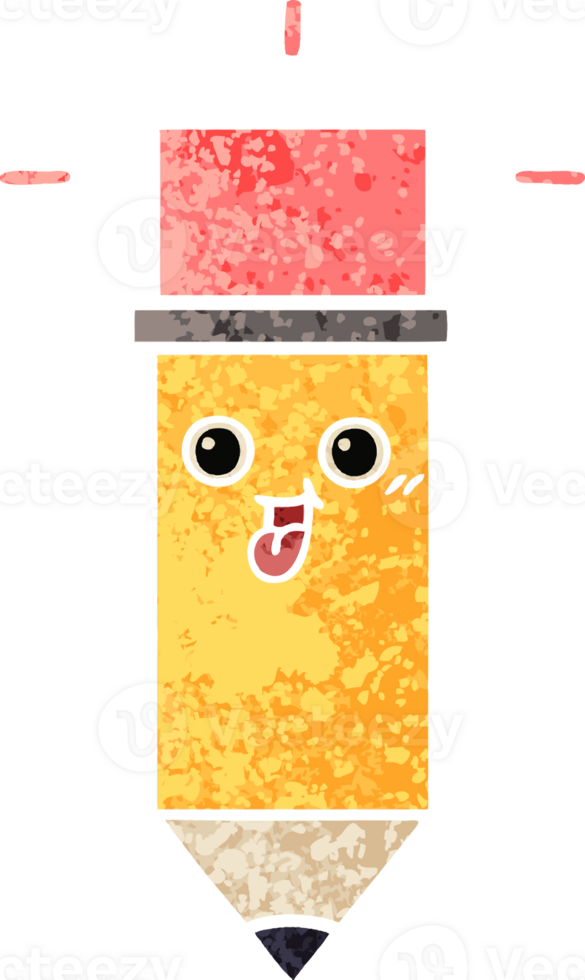 retro illustration style cartoon of a pencil png