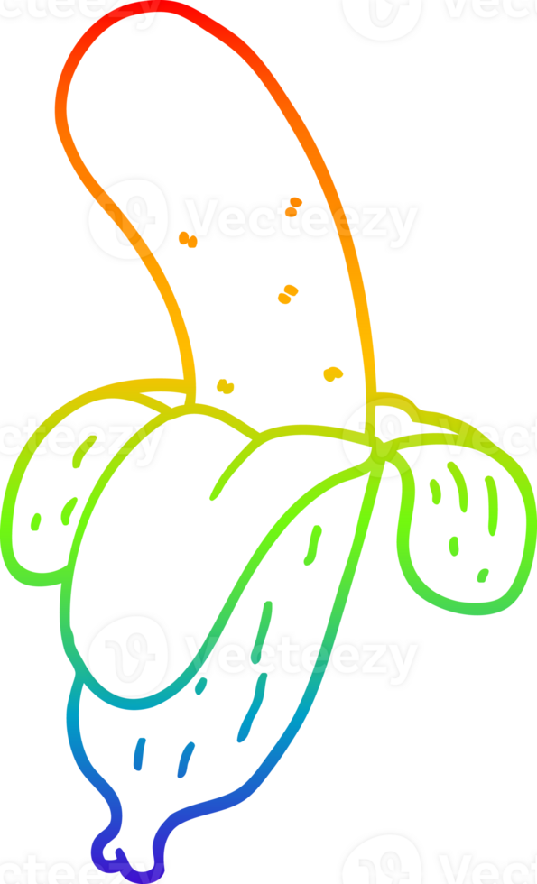 rainbow gradient line drawing of a cartoon banana png