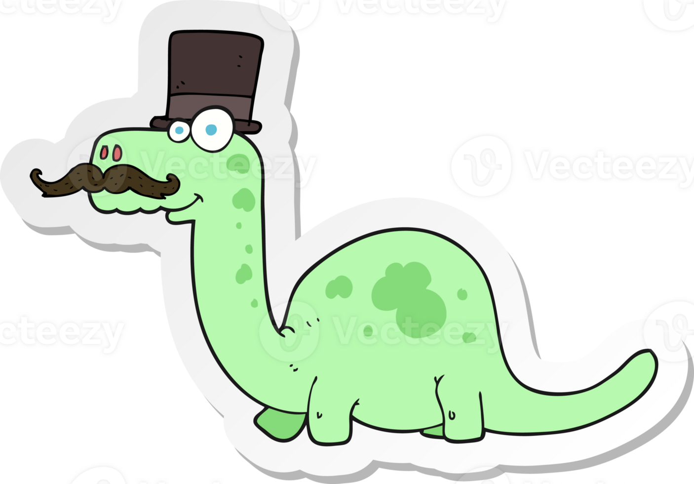 sticker of a cartoon posh dinosaur png