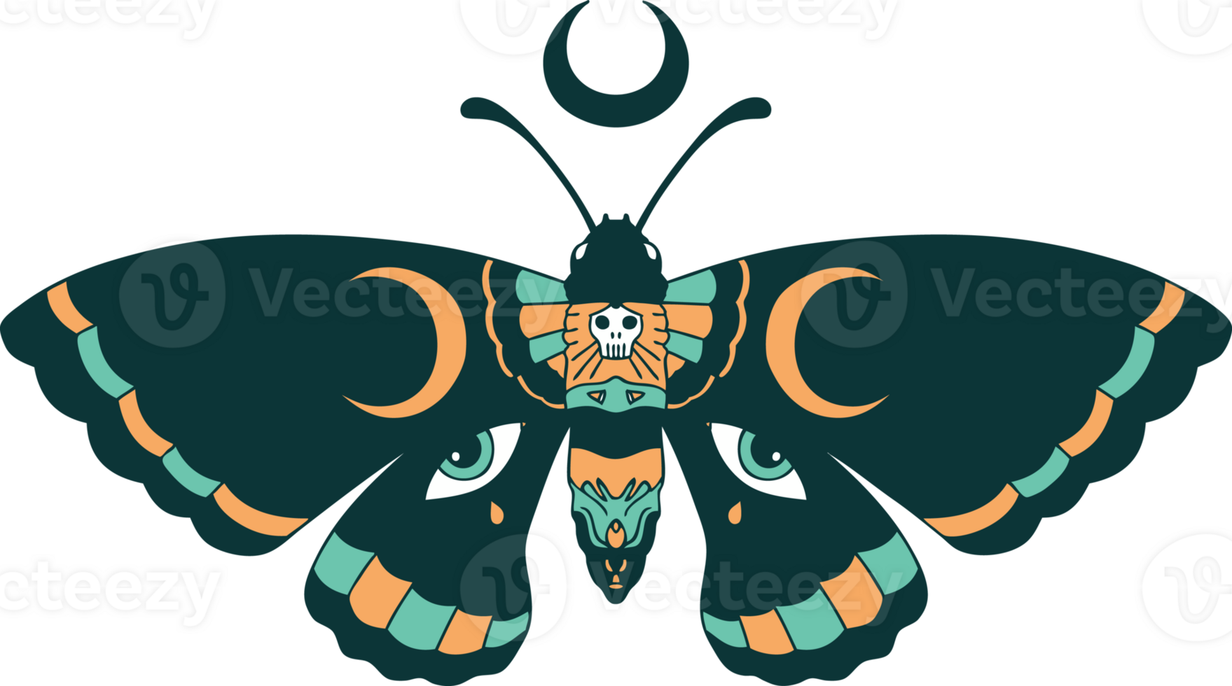 iconic tattoo style image of a moth png