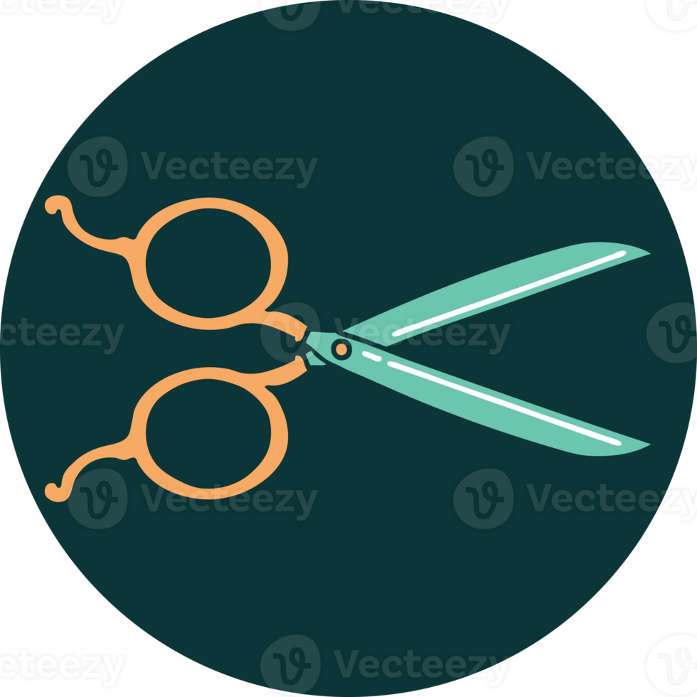 iconic tattoo style image of barber scissors png