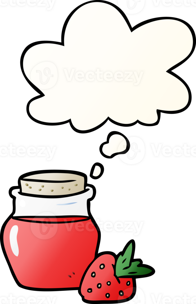 cartoon jam jar with thought bubble in smooth gradient style png
