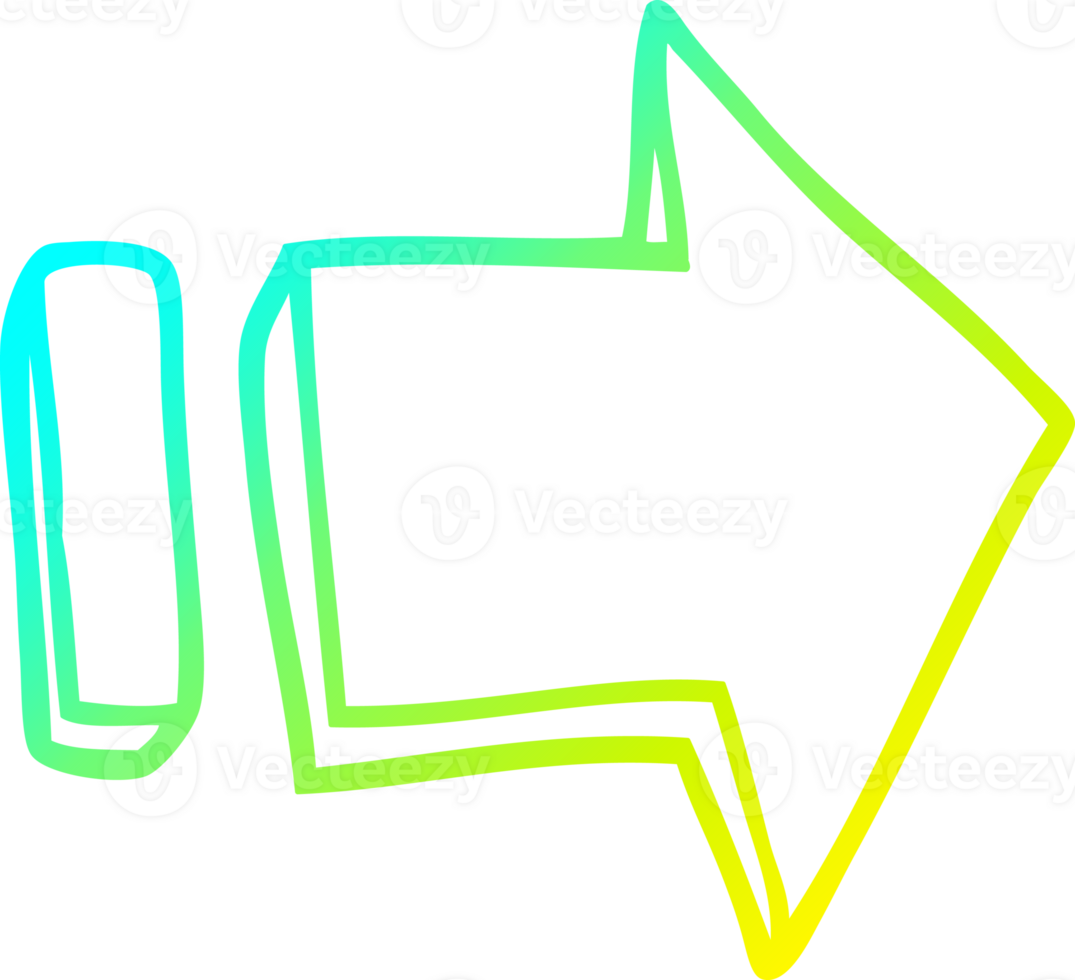 cold gradient line drawing of a cartoon pointing arrow png
