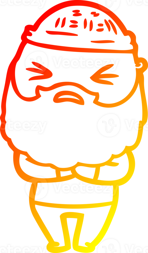 warm gradient line drawing of a cartoon man with beard png