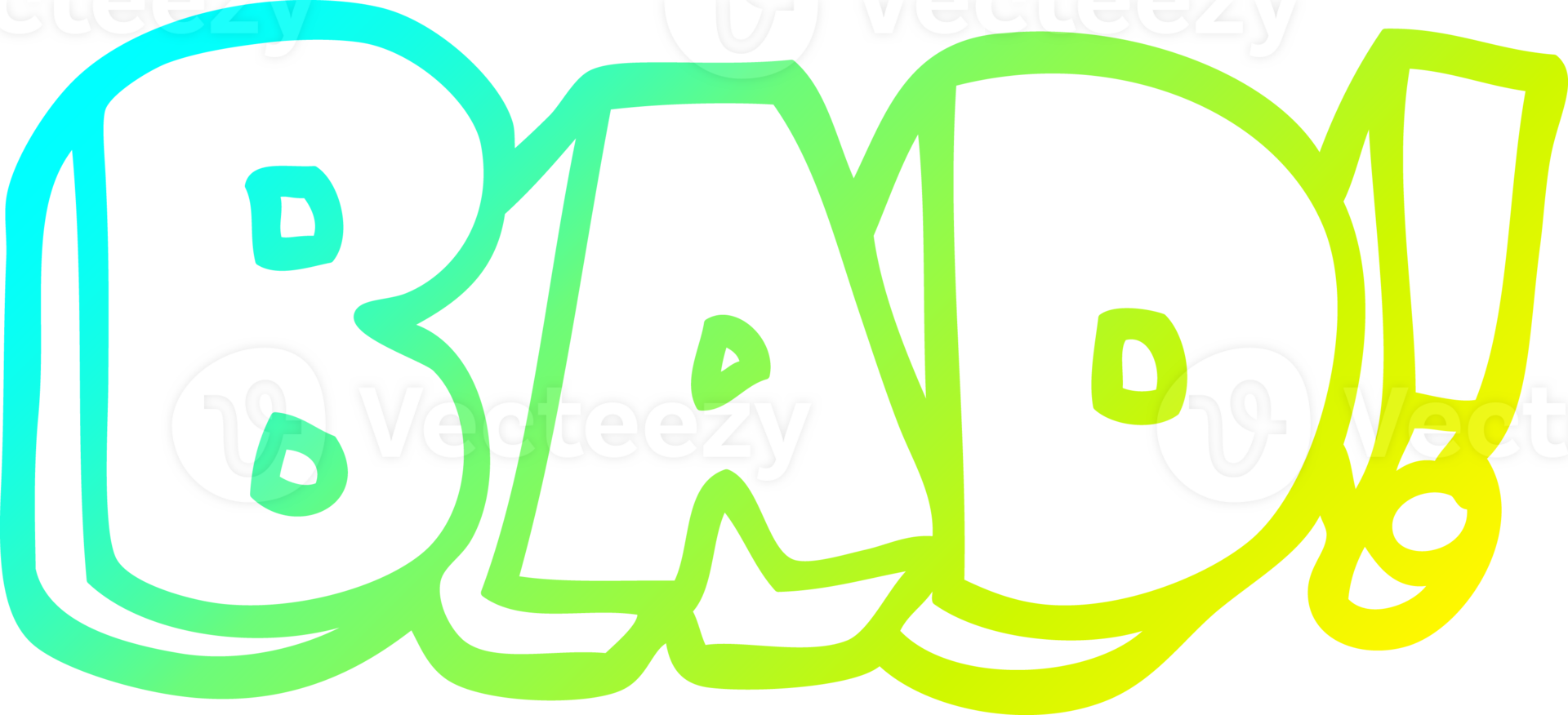 cold gradient line drawing of a cartoon word bad png
