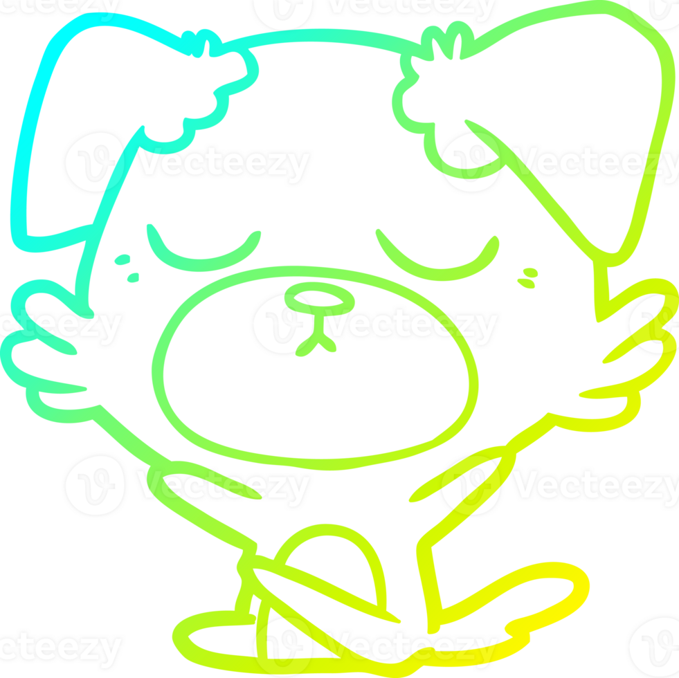 cold gradient line drawing of a cute cartoon dog png