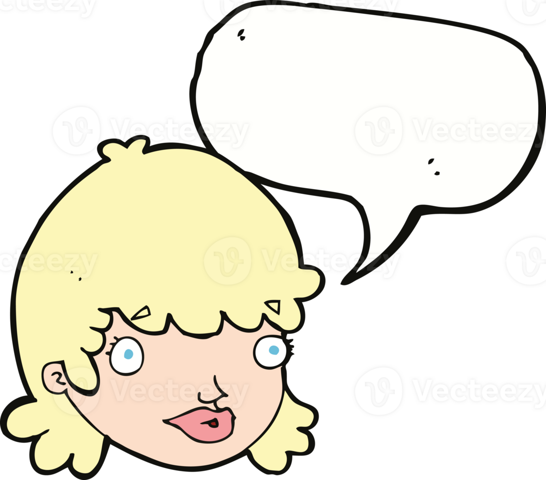 cartoon female face with surprised expression with speech bubble png