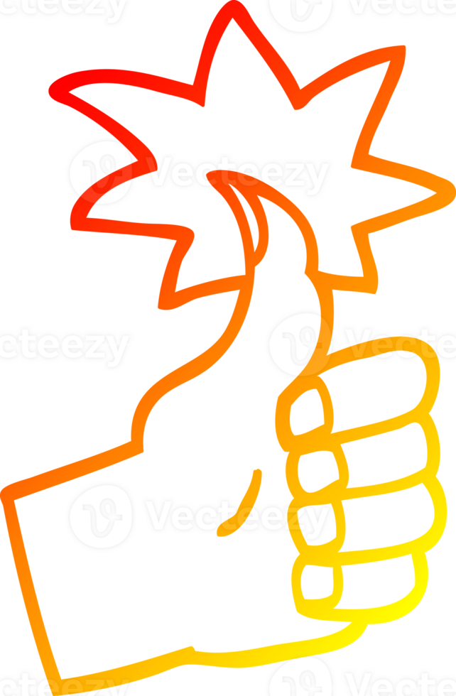 warm gradient line drawing of a cartoon thumbs up symbol png