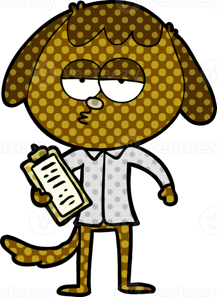 cartoon bored dog in office clothes png
