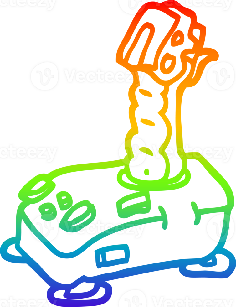 rainbow gradient line drawing of a cartoon joystick png