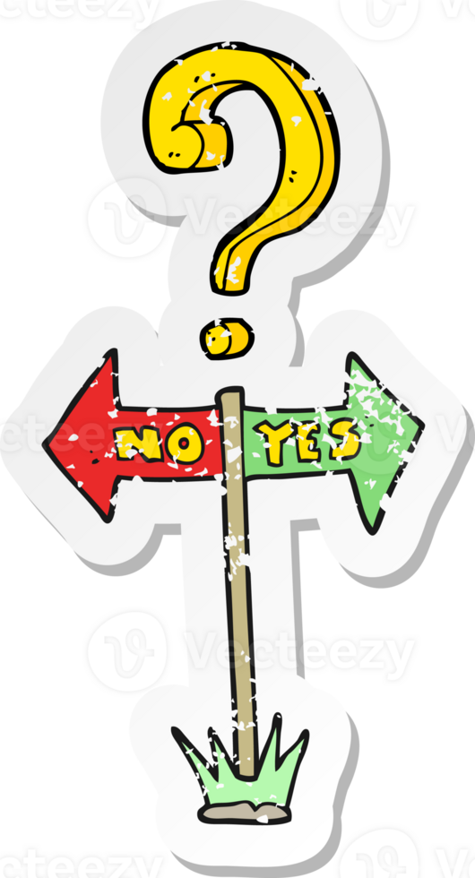 retro distressed sticker of a cartoon yes and no sign png