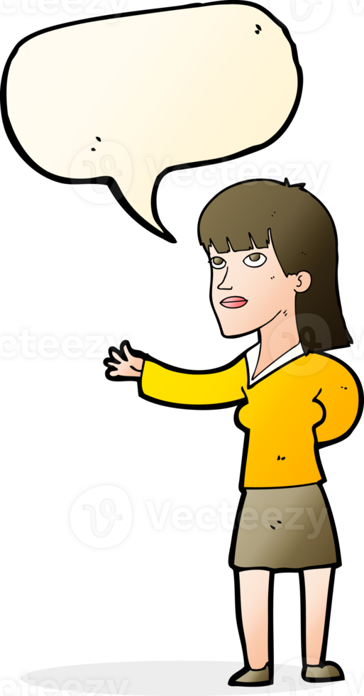 cartoon woman explaining with speech bubble png