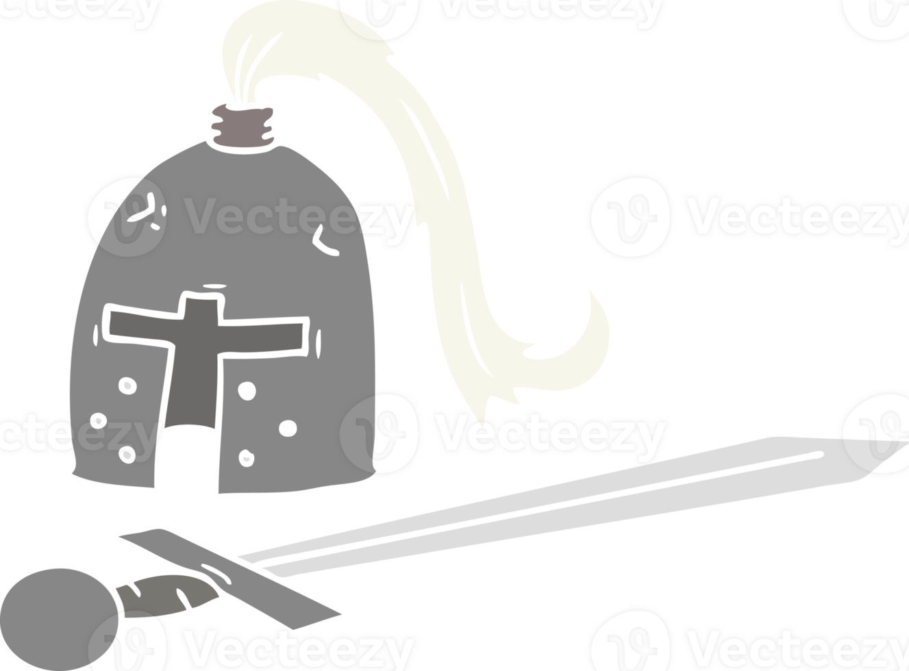 hand drawn cartoon doodle of a medieval helmet and sword png