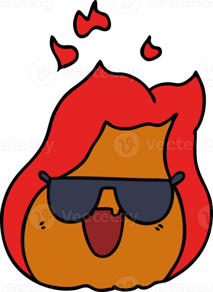 Hand drawn cartoon kawaii flames in shades png