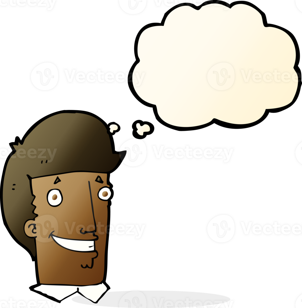 cartoon happy man with thought bubble png