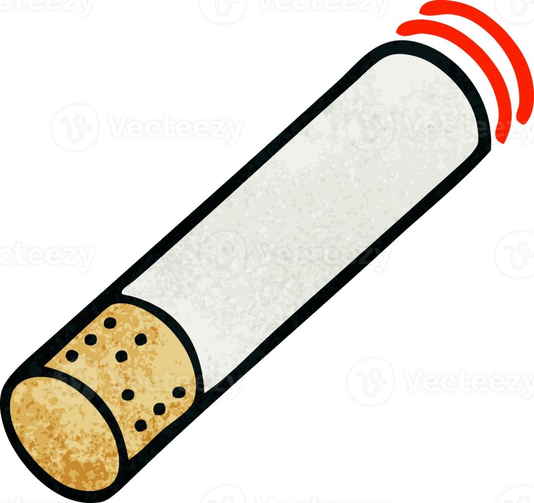 retro grunge texture cartoon of a cigarette png