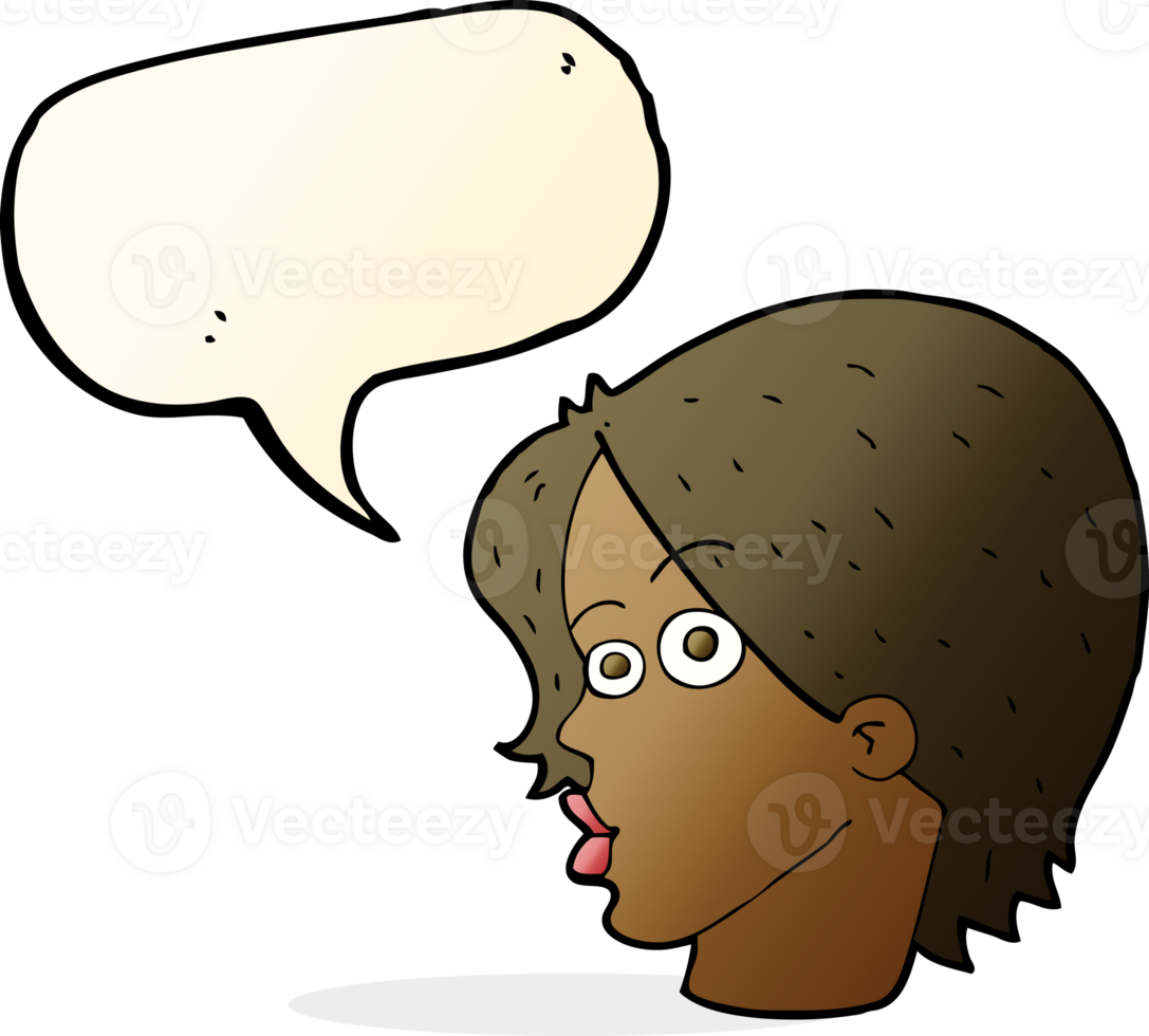 cartoon female face with speech bubble png