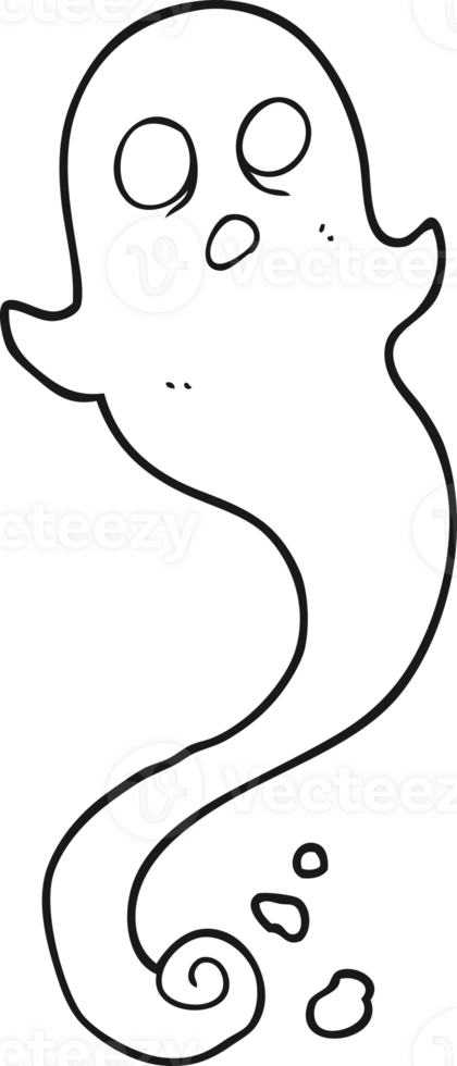 hand drawn black and white cartoon halloween ghost png