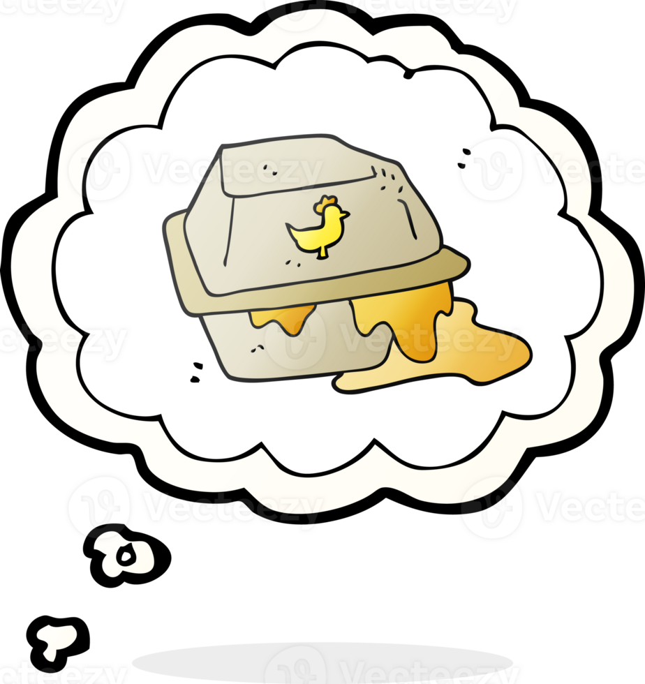 hand drawn thought bubble cartoon greasy takeout png