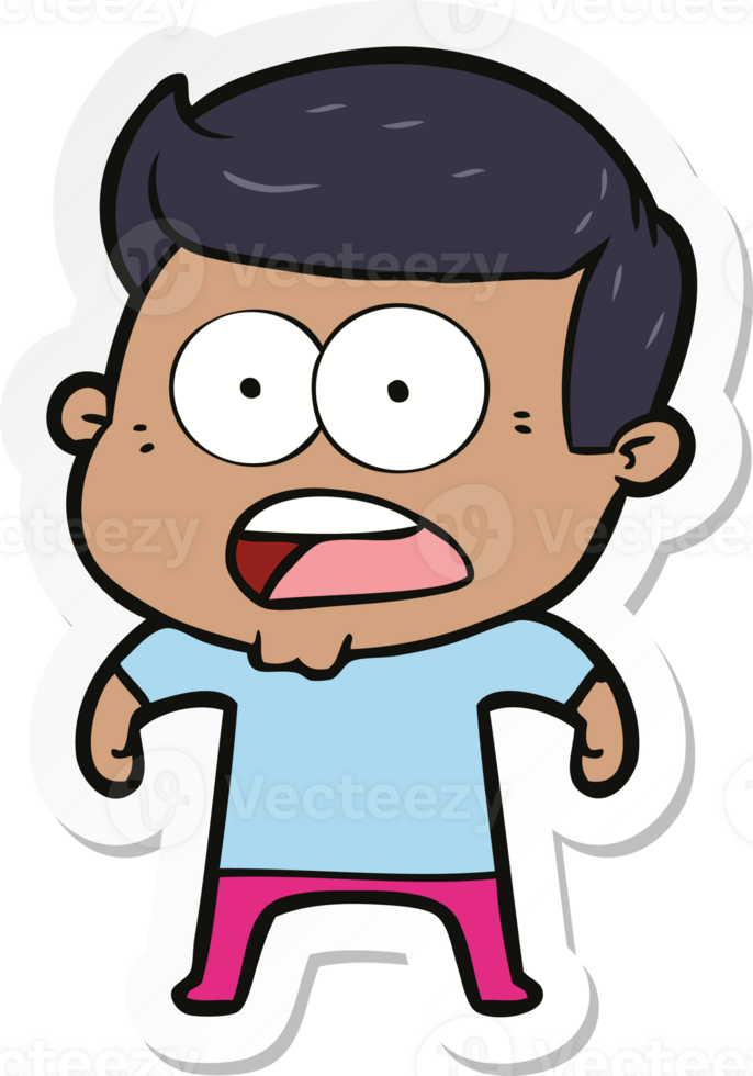 sticker of a cartoon shocked man png