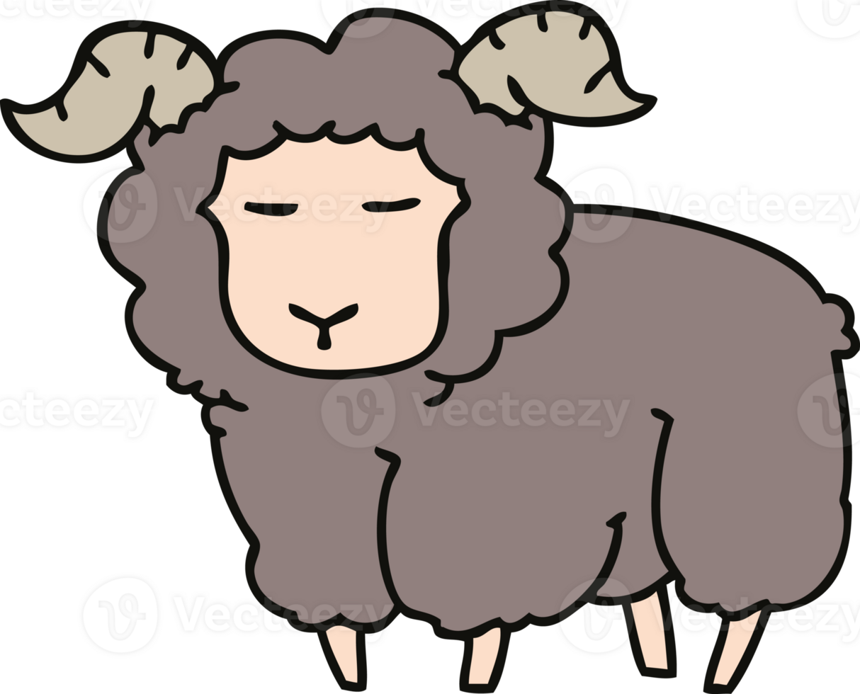 hand drawn quirky cartoon ram png