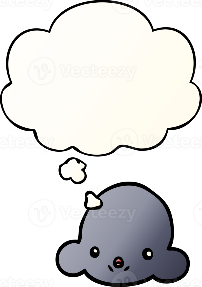 cartoon cloud with thought bubble in smooth gradient style png
