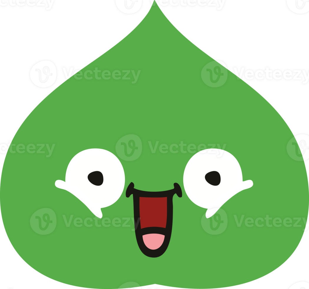 flat color retro cartoon of a expressional leaf png