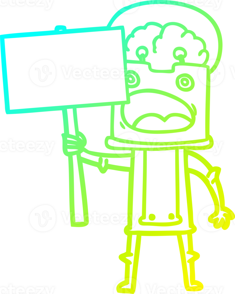 cold gradient line drawing of a cartoon robot png