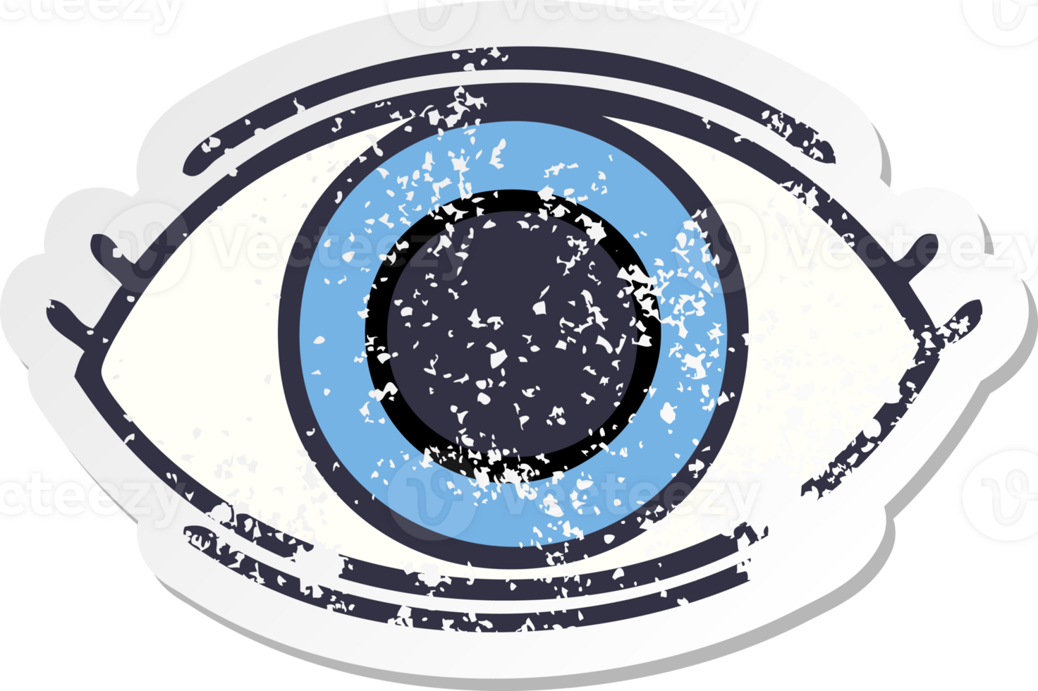 distressed sticker of a cute cartoon eye png