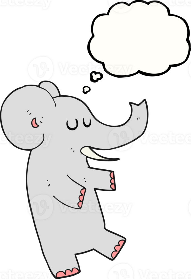 hand drawn thought bubble cartoon dancing elephant png