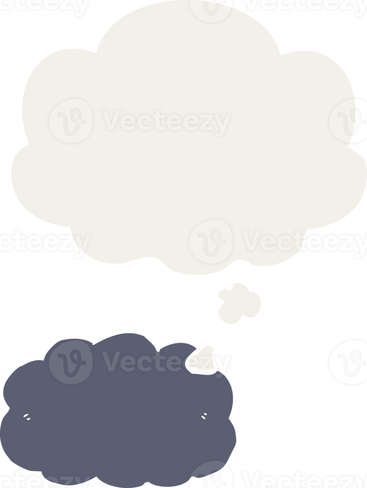cartoon cloud with thought bubble in retro style png