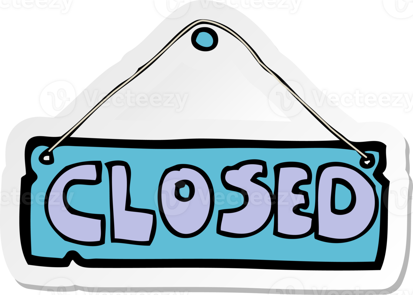 sticker of a cartoon closed shop sign png