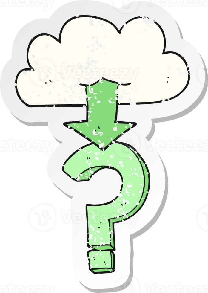 retro distressed sticker of a cartoon download from the cloud png