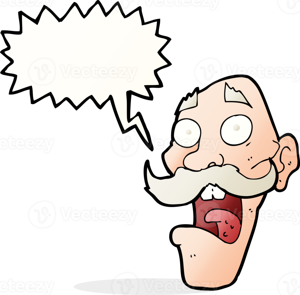 cartoon frightened old man with speech bubble png