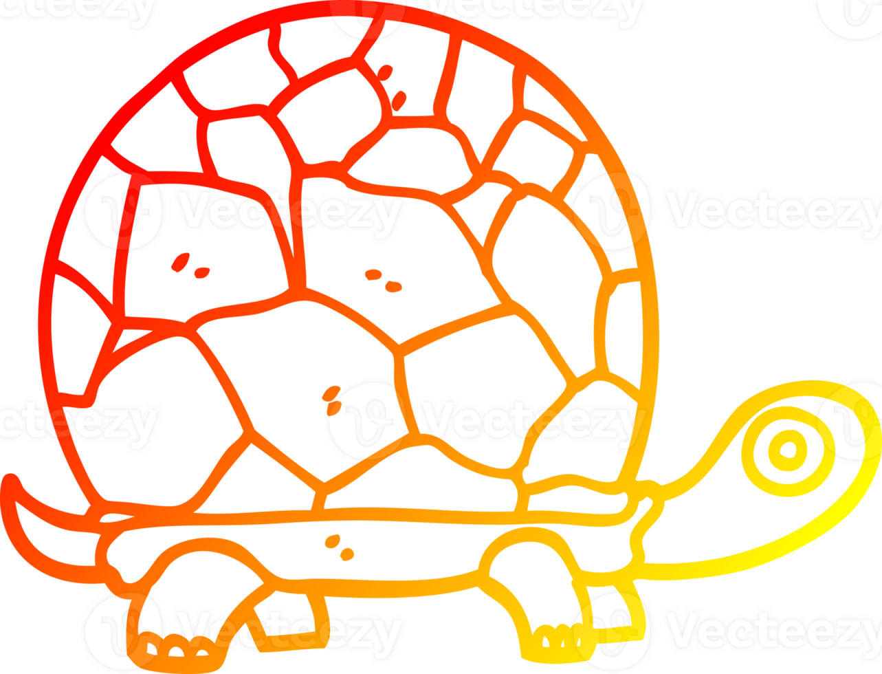 warm gradient line drawing of a cartoon tortoise png