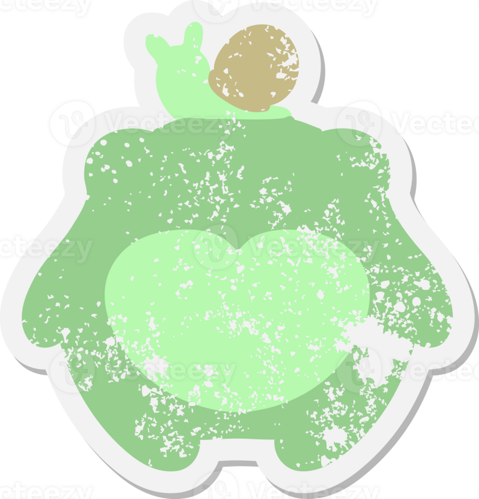 frog with a snail on head grunge sticker png