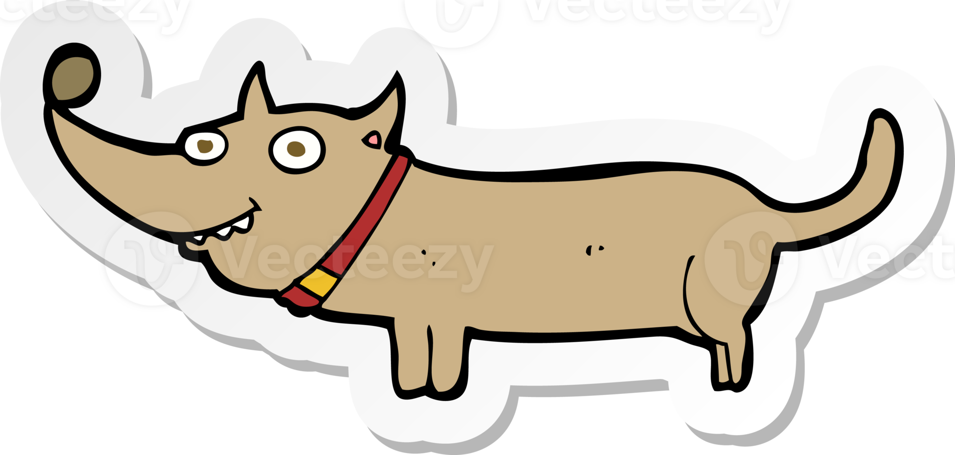 sticker of a cartoon happy dog png