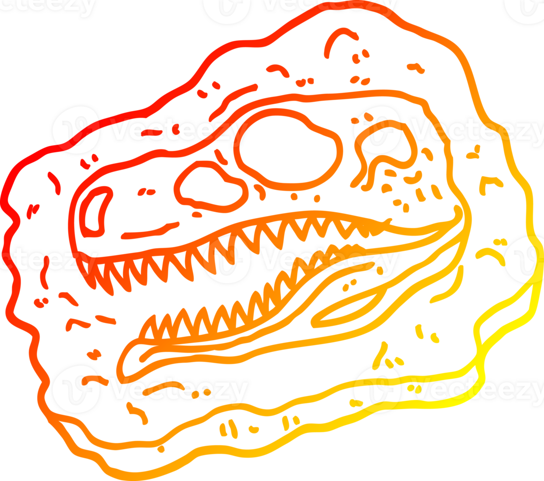 warm gradient line drawing of a cartoon ancient fossil png