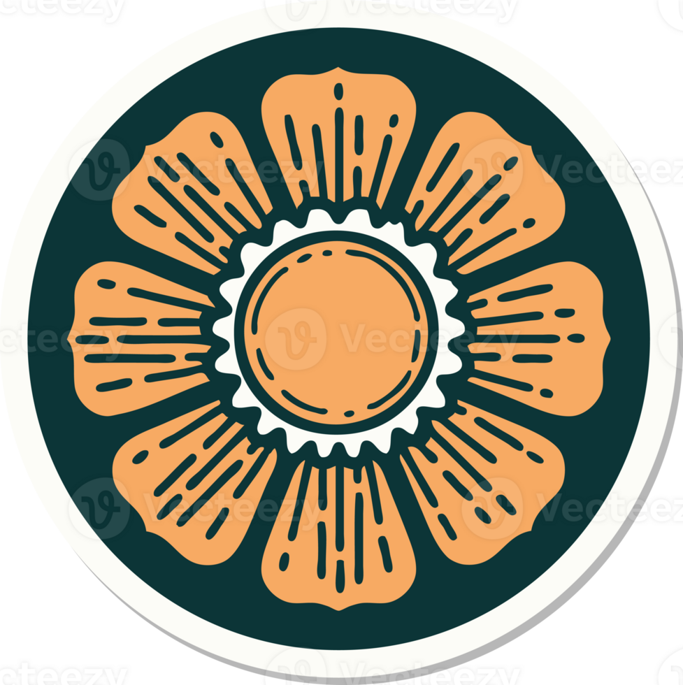 sticker of tattoo in traditional style of a flower png