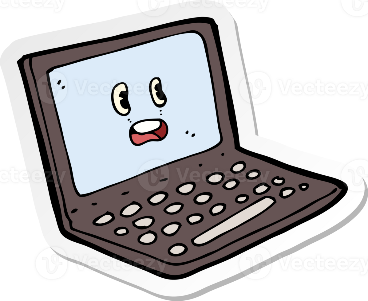 sticker of a cartoon laptop computer png