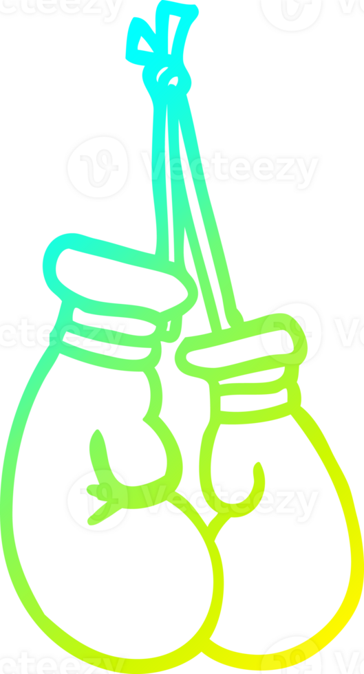 cold gradient line drawing of a cartoon boxing gloves png