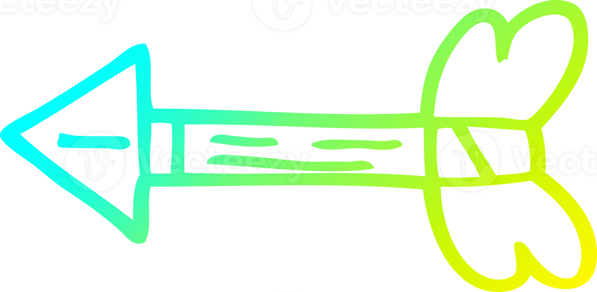 cold gradient line drawing of a cartoon arrow flying png