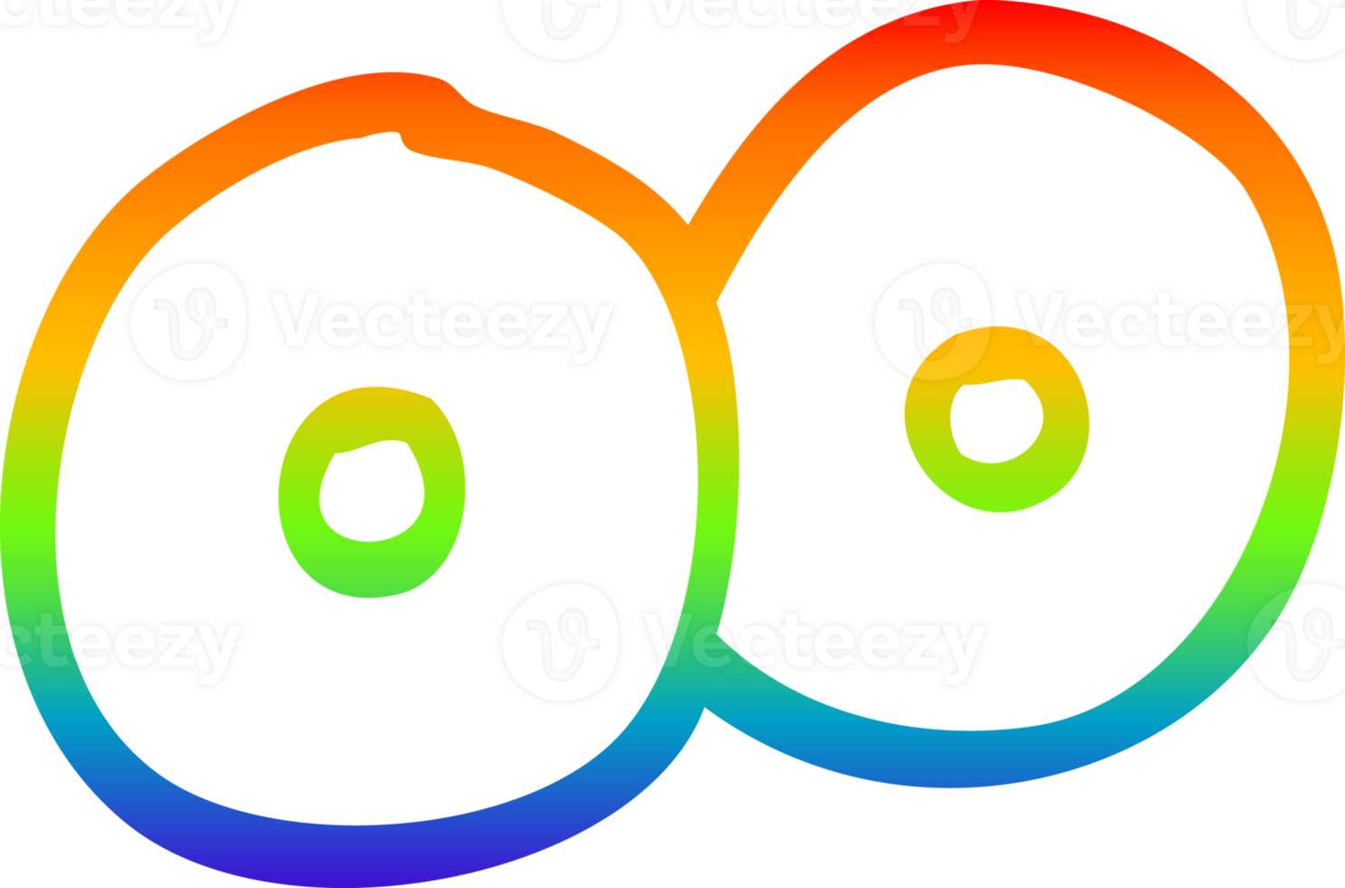 rainbow gradient line drawing of a cartoon staring eyes png